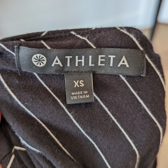 Athleta Santorini high neck fit and flare striped soft and stretchy mini dress - Picture 6 of 6